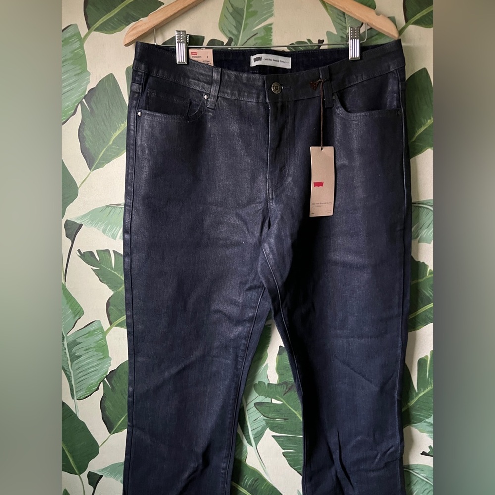 Levi’s Mid Rise Bootcut Skinny Dark Wash Shine Jeans Womens 14 M NWT - Picture 4 of 13